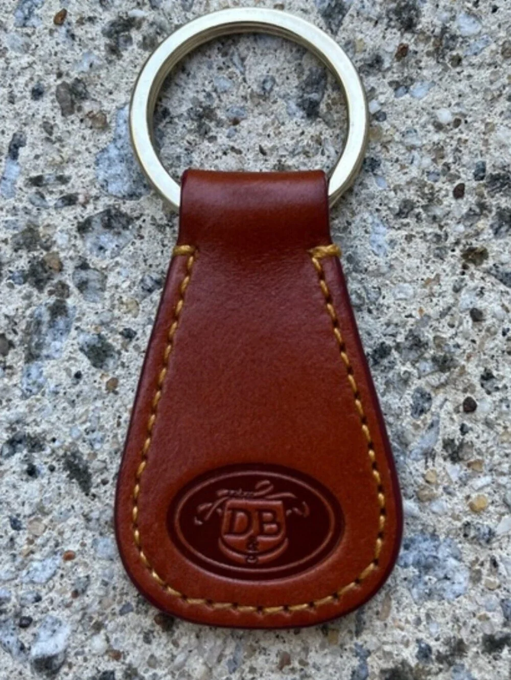 Dooney & Bourke Tan Brown Leather Key Ring with Gold Hardware